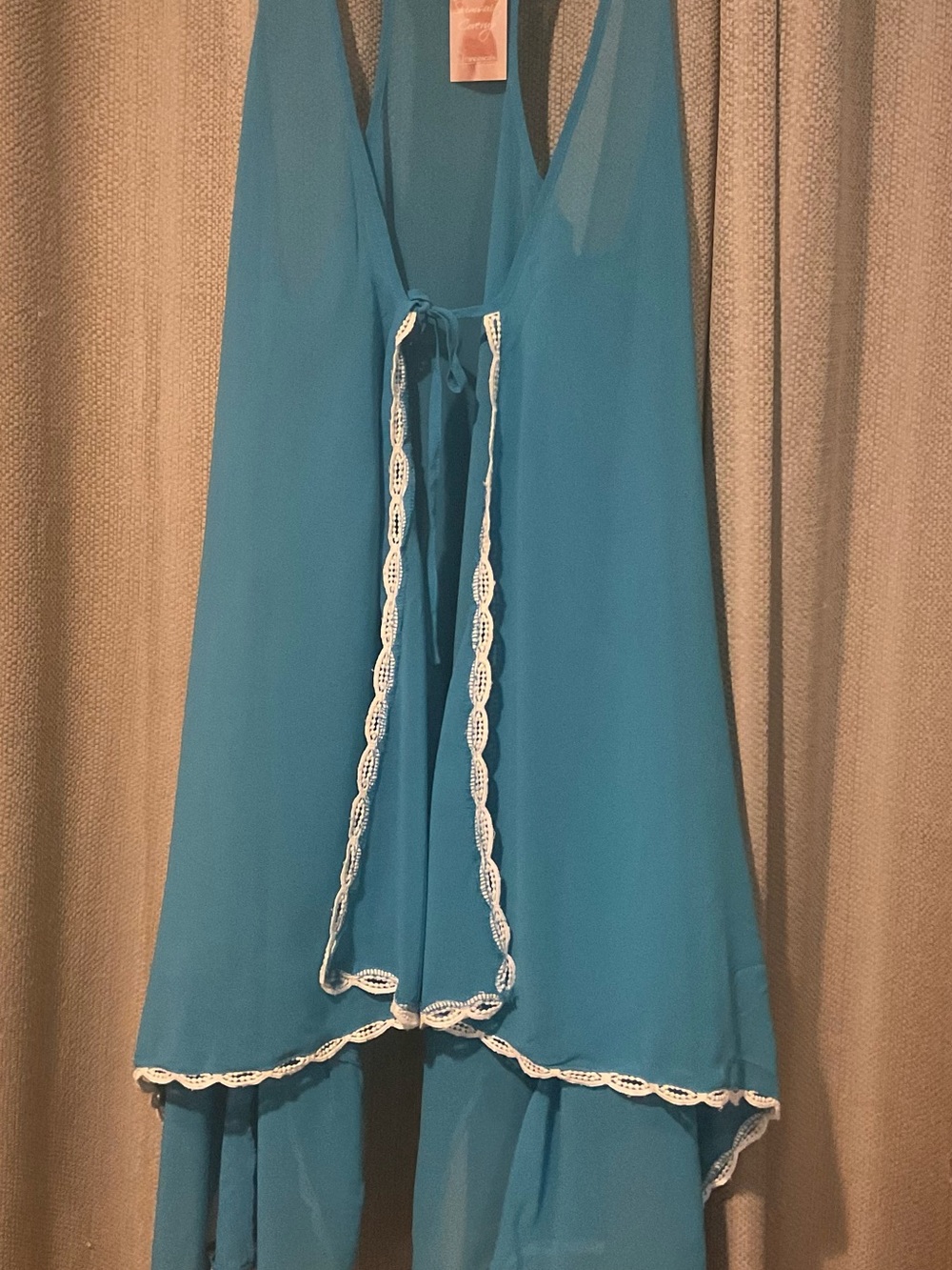 NWT Francesca's Collections Turquoise Blue Lace-Trim Swim Coverup S/M